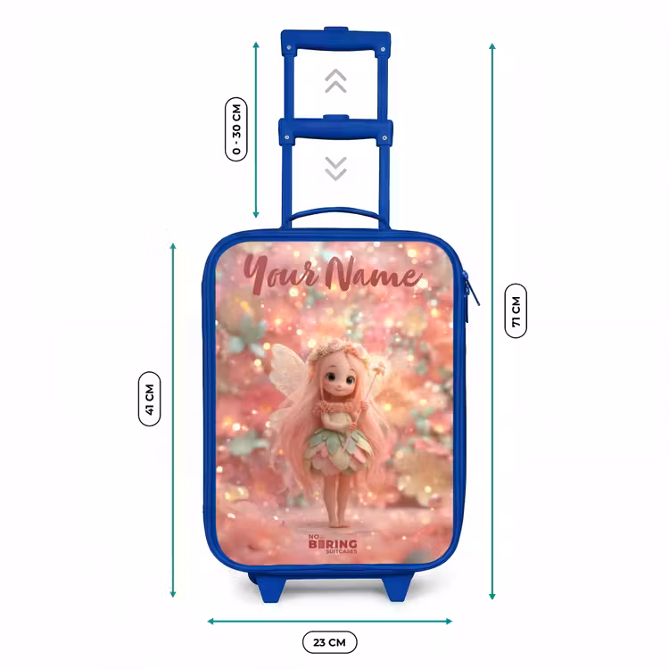 Bloemenfee in roze sprookjeswereld Kinderkoffer - Blauw klein -productfoto_formaten