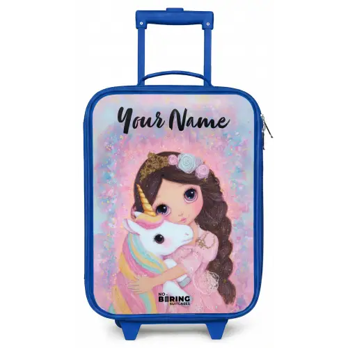 Meisje - Eenhoorn - Glitter Kinderkoffer - Blauw klein -zz3dotto