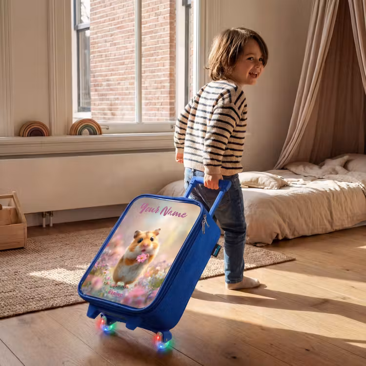 Hamster - Bloem - Natuur - Dier Kinderkoffer - Blauw klein -sfeer1