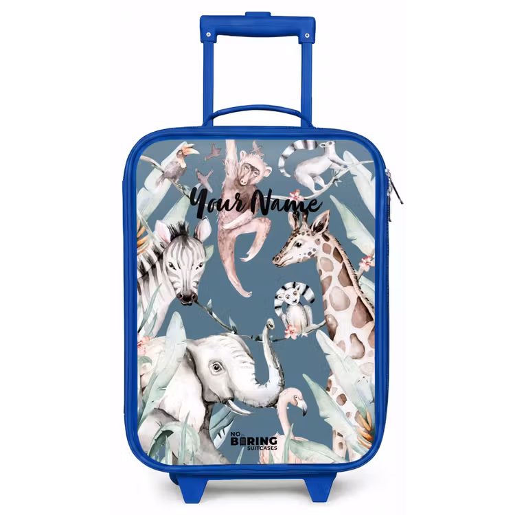 Jungle Dierenfeest Kinderkoffer - Blauw klein -zz3dotto