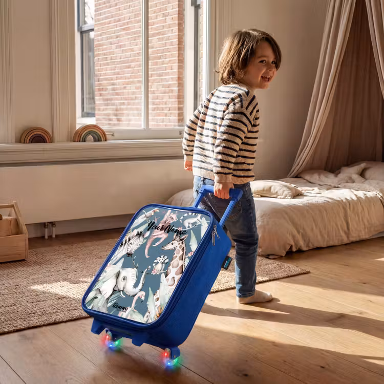 Jungle Dierenfeest Kinderkoffer - Blauw klein -sfeer1