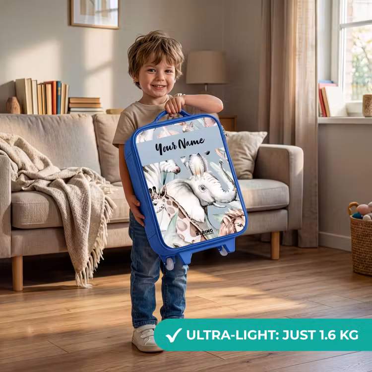 Jungle in Lichte Kleuren Kinderkoffer - Blauw klein -sfeer2_EN