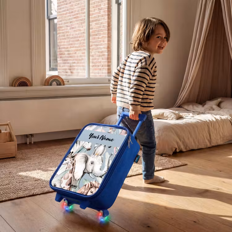 Jungle in Lichte Kleuren Kinderkoffer - Blauw klein -sfeer1