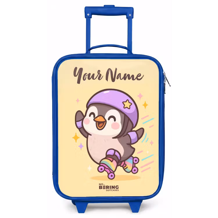 Kawai - Pinguin - Rolschaatsen Kinderkoffer - Blauw klein -zz3dotto