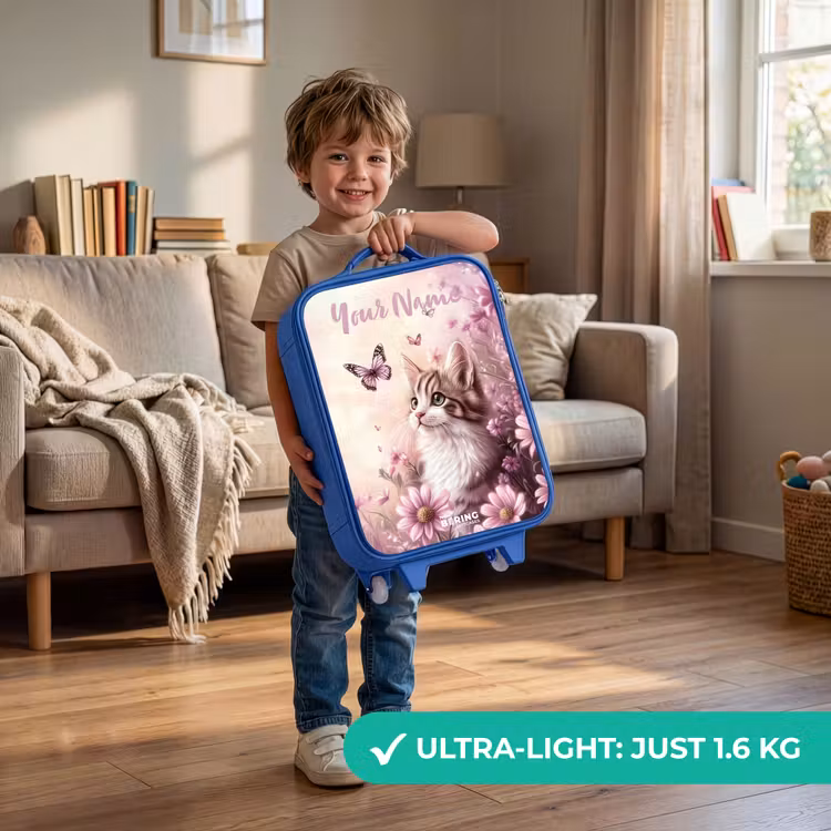 Kitten - Vlinders - Paars - Bloemen Kinderkoffer - Blauw klein -sfeer2_EN