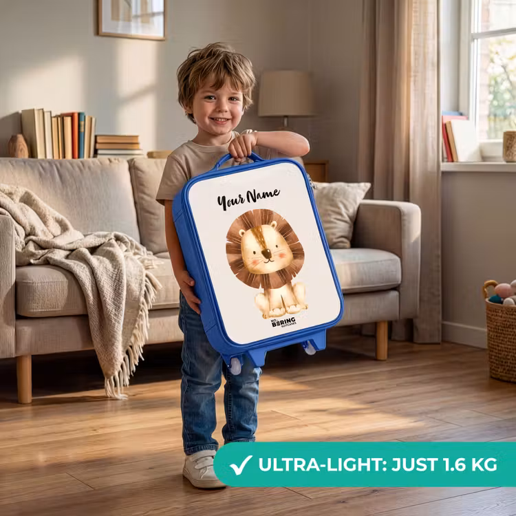 Lamar Leeuw Kinderkoffer - Blauw klein -sfeer2_EN