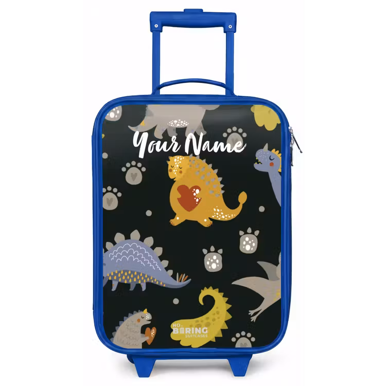Liefdevolle dinosaurus Kinderkoffer - Blauw klein -zz3dotto