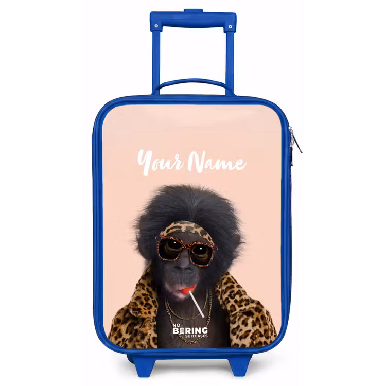 Aap met Loly Kinderkoffer - Blauw klein -zz3dotto