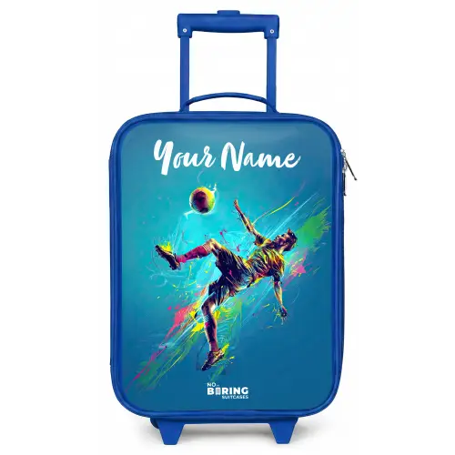 Neon - Voetbal - Schop - Kleurrijk Kinderkoffer - Blauw klein -zz3dotto