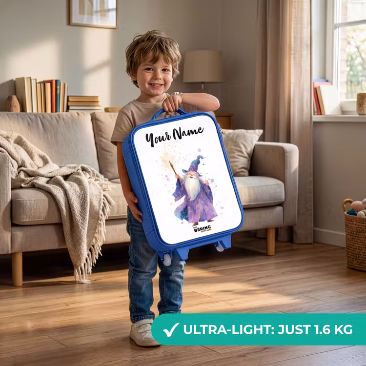 Oude tovenaar met staf Kinderkoffer - Blauw klein -sfeer2_EN
