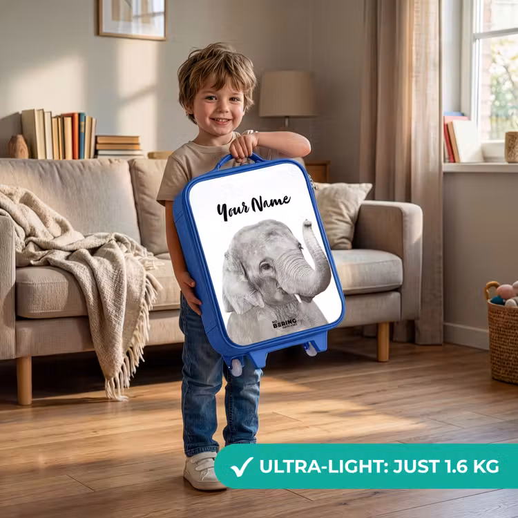 Oscar Olifant Kinderkoffer - Blauw klein -sfeer2_EN