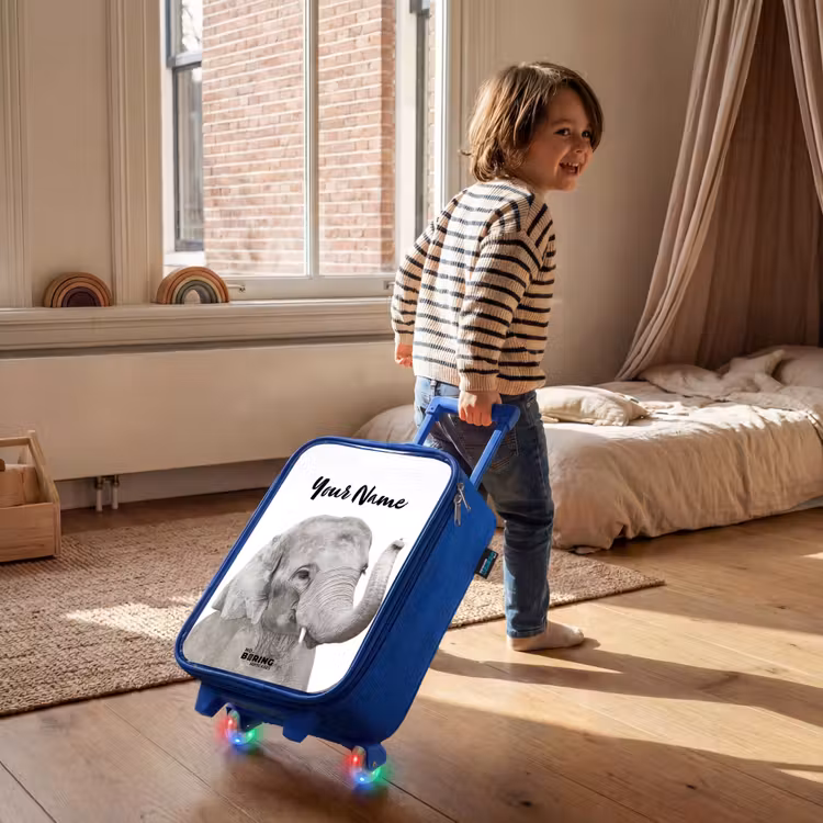 Oscar Olifant Kinderkoffer - Blauw klein -sfeer1