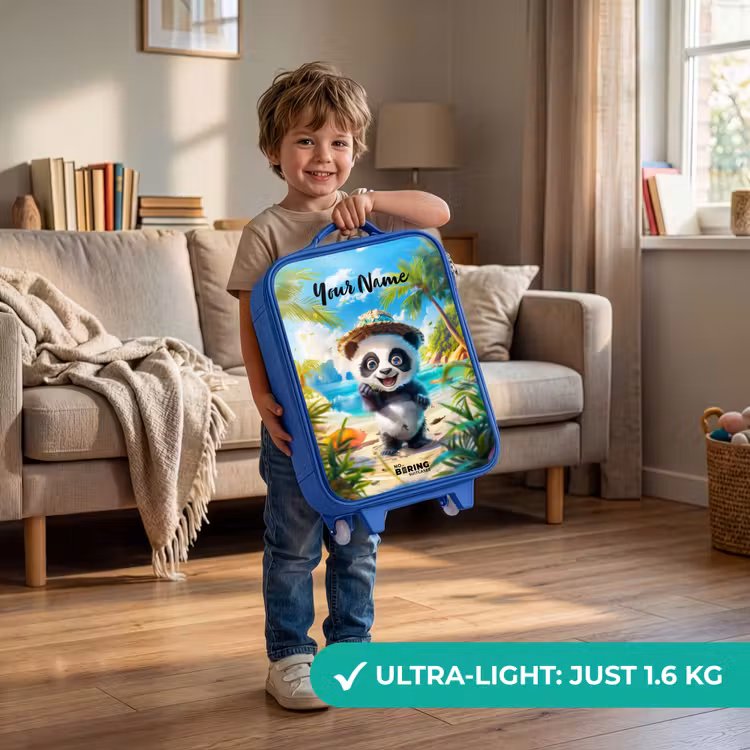 Pablo panda Kinderkoffer - Blauw klein -sfeer2_EN