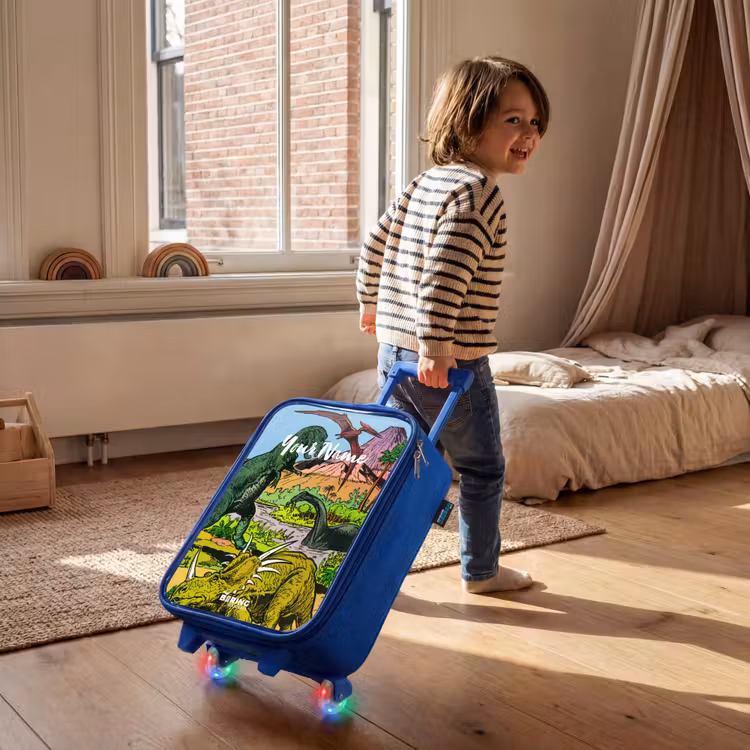 Feest in Dinosaurusland Kinderkoffer - Blauw klein -sfeer1