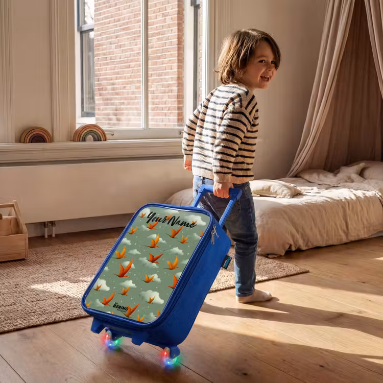Patroon - Dino - Pterosaurussen Kinderkoffer - Blauw klein -sfeer1