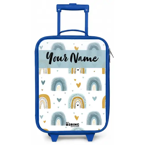 Patroon - Regenboog - Hartjes Kinderkoffer - Blauw klein -zz3dotto
