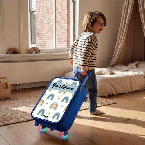Patroon - Regenboog - Hartjes Kinderkoffer - Blauw klein -sfeer1