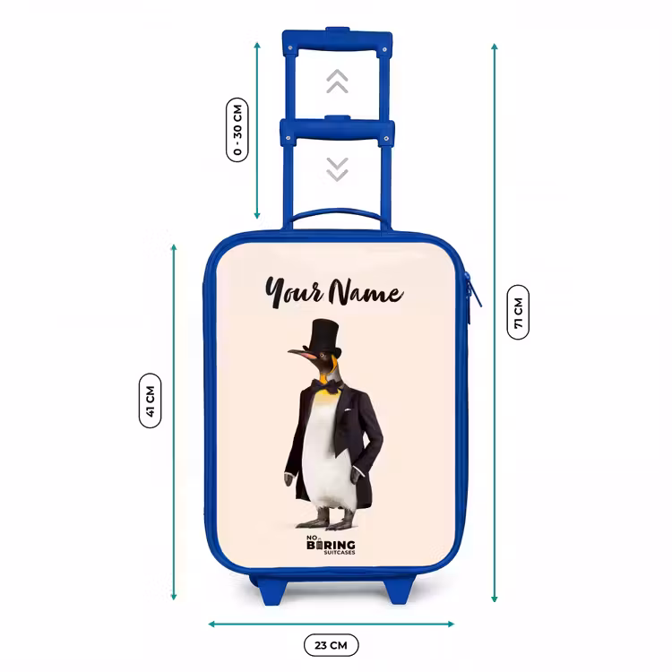 Pinguin in Pak Kinderkoffer - Blauw klein -productfoto_formaten