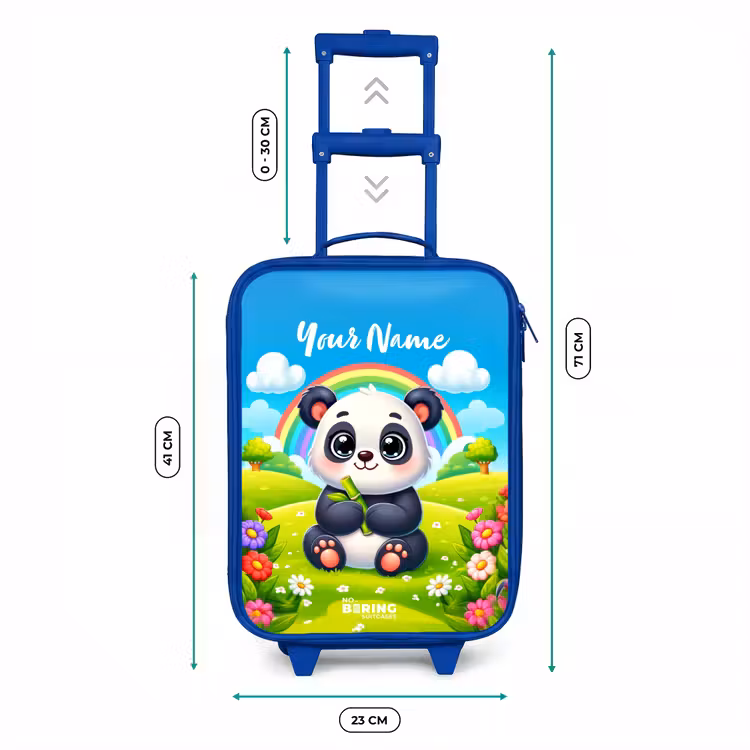 Pukkie Panda Kinderkoffer - Blauw klein -productfoto_formaten