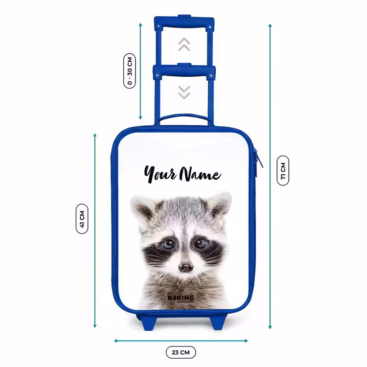 Rachid Racoon Kinderkoffer - Blauw klein -productfoto_formaten
