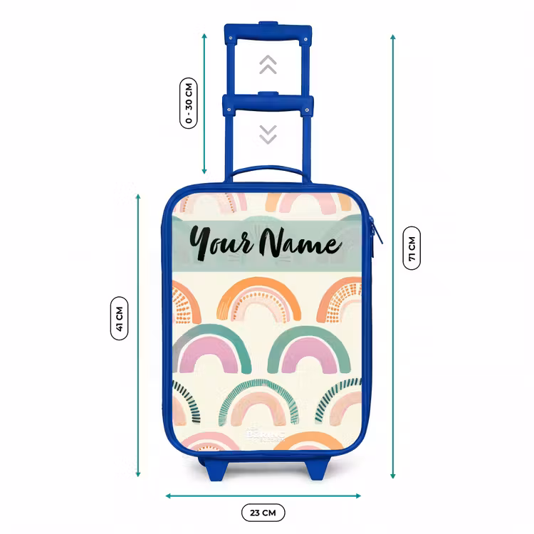 Regenboog - Pastel - Patroon Kinderkoffer - Blauw klein -productfoto_formaten