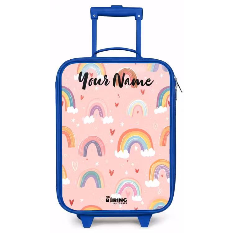 Regenboog - Patroon - Pastel Kinderkoffer - Blauw klein -zz3dotto