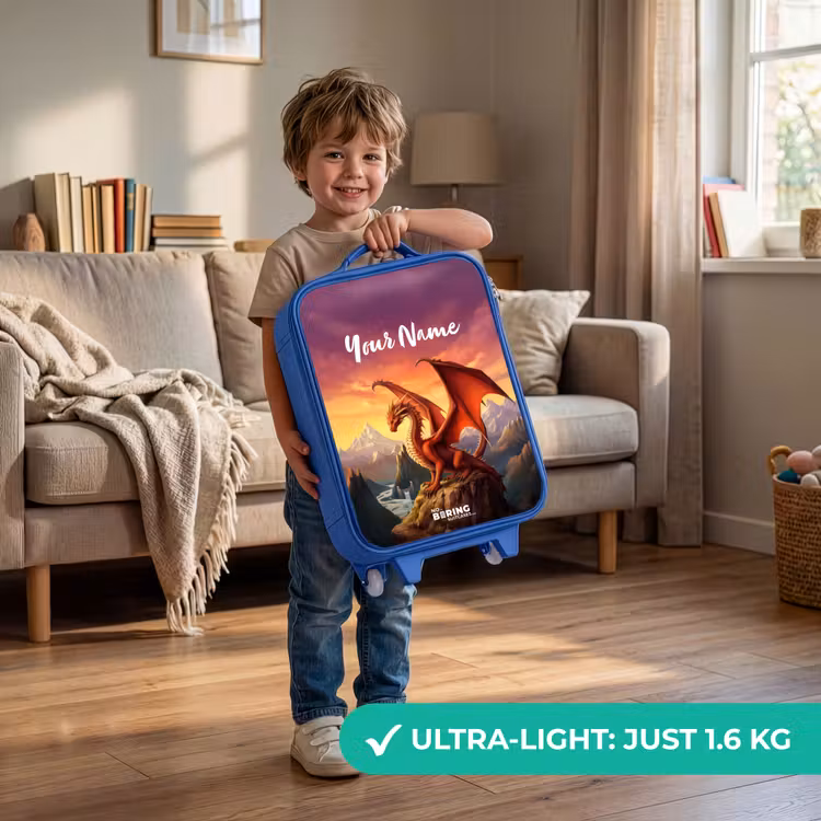 Rode reuzendraak Kinderkoffer - Blauw klein -sfeer2_EN