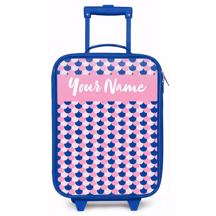 Schubben - Patroon - Blauw - Roze Kinderkoffer - Blauw klein -zz3dotto