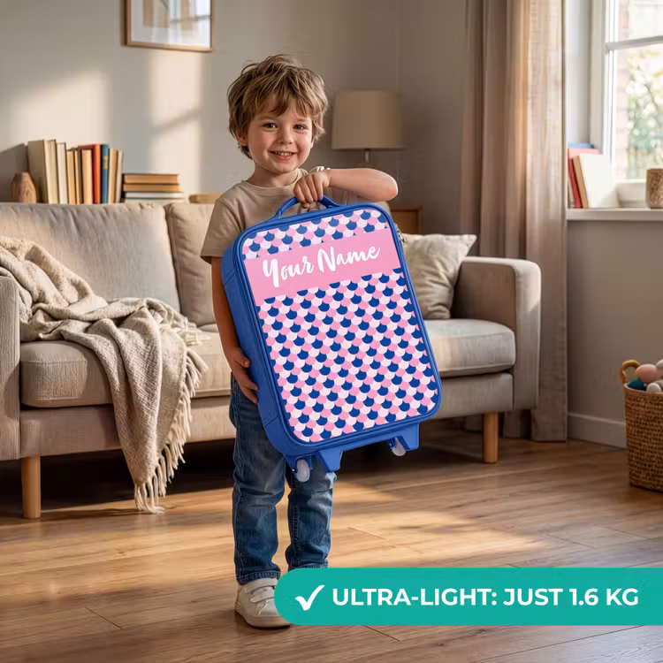 Schubben - Patroon - Blauw - Roze Kinderkoffer - Blauw klein -sfeer2_EN