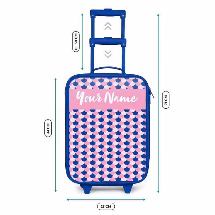 Schubben - Patroon - Blauw - Roze Kinderkoffer - Blauw klein -productfoto_formaten