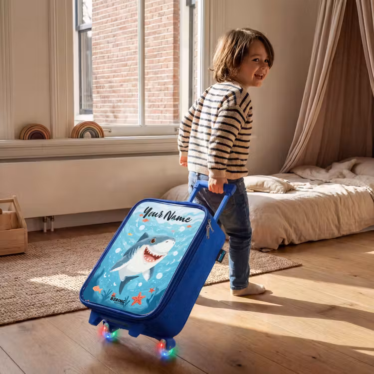 Haai - Water - Zee Kinderkoffer - Blauw klein -sfeer1