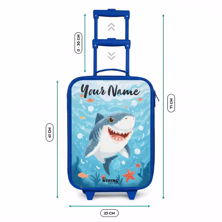Haai - Water - Zee Kinderkoffer - Blauw klein -productfoto_formaten
