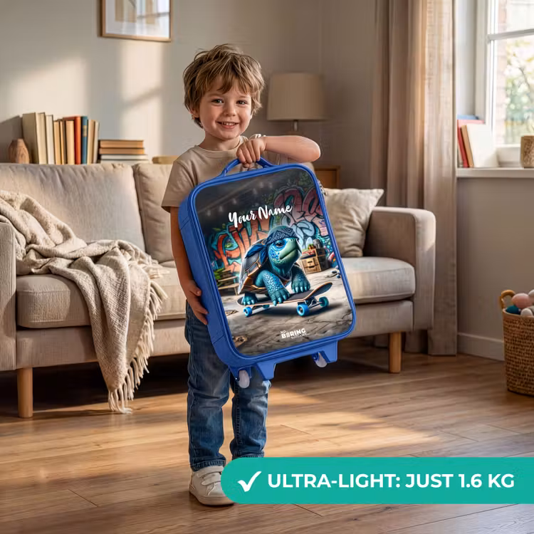 Skater schildpad Kinderkoffer - Blauw klein -sfeer2_EN