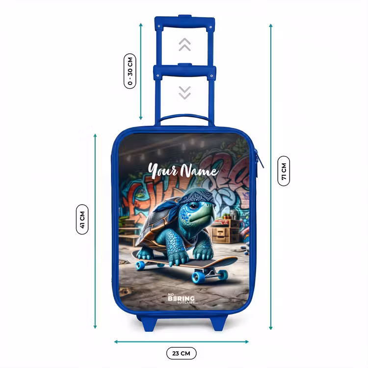 Skater schildpad Kinderkoffer - Blauw klein -productfoto_formaten