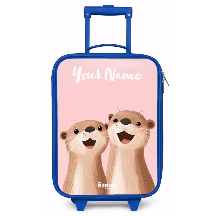 Glimlach - Otters - Roze - Illustratie Kinderkoffer - Blauw klein -zz3dotto