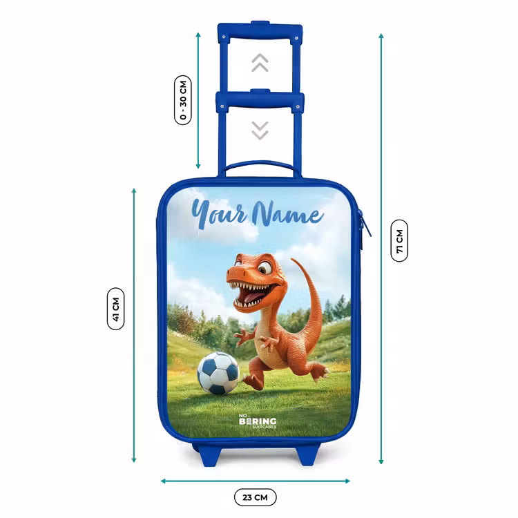 Voetbal - Dino - Sport Kinderkoffer - Blauw klein -productfoto_formaten