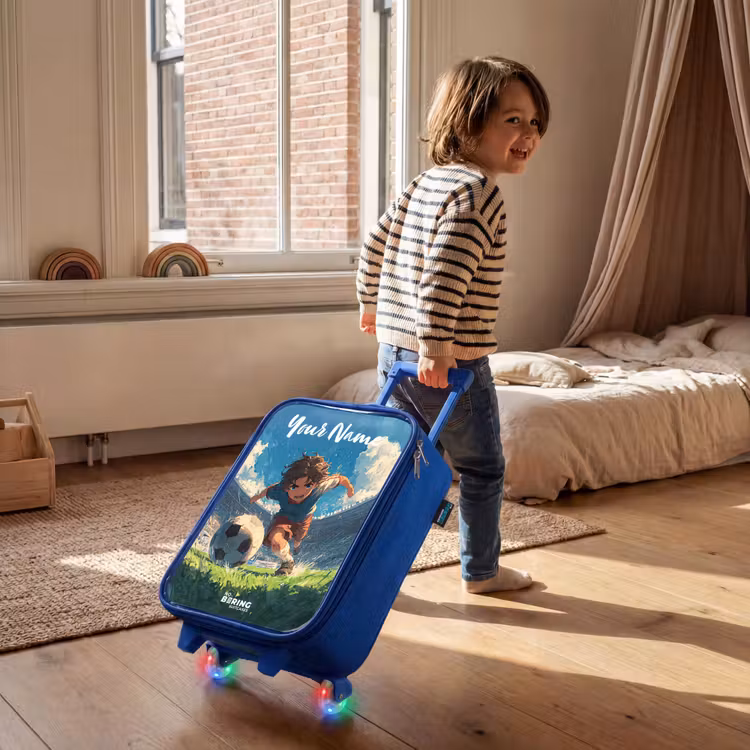 Voetbal - Gras - Stadion - Schilderij Kinderkoffer - Blauw klein -sfeer1