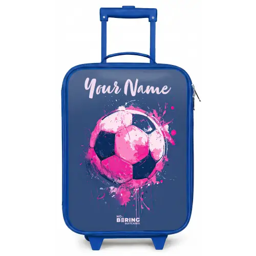 Voetbalvibes -  Verf - Roze - Blauw Kinderkoffer - Blauw klein -zz3dotto