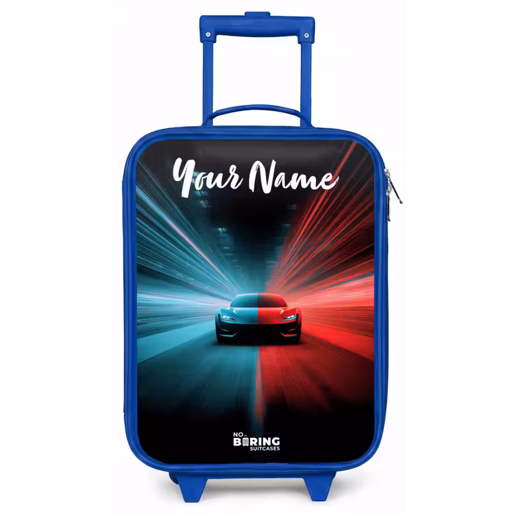 Sportauto - Blauw - Neon - Stad Kinderkoffer - Blauw klein -zz3dotto