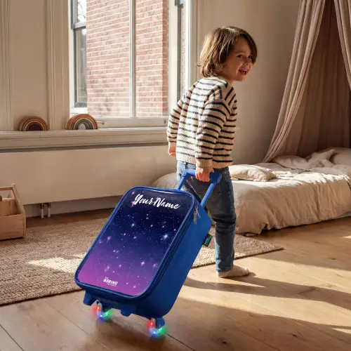 Sterren - Galaxy - Blauw - Roze Kinderkoffer - Blauw klein -sfeer1
