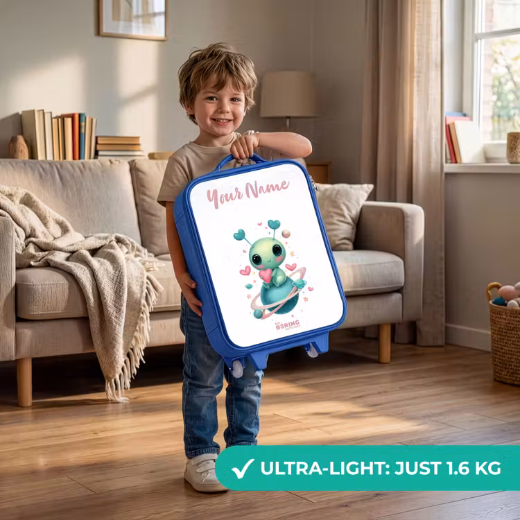 Lief buitenaards wezentje met hartje Kinderkoffer - Blauw klein -sfeer2_EN
