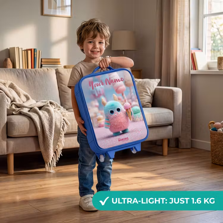 Zoet Monstersnoep Avontuur Kinderkoffer - Blauw klein -sfeer2_EN