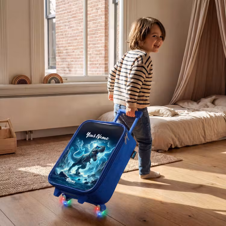 Donderslagdino Kinderkoffer - Blauw klein -sfeer1