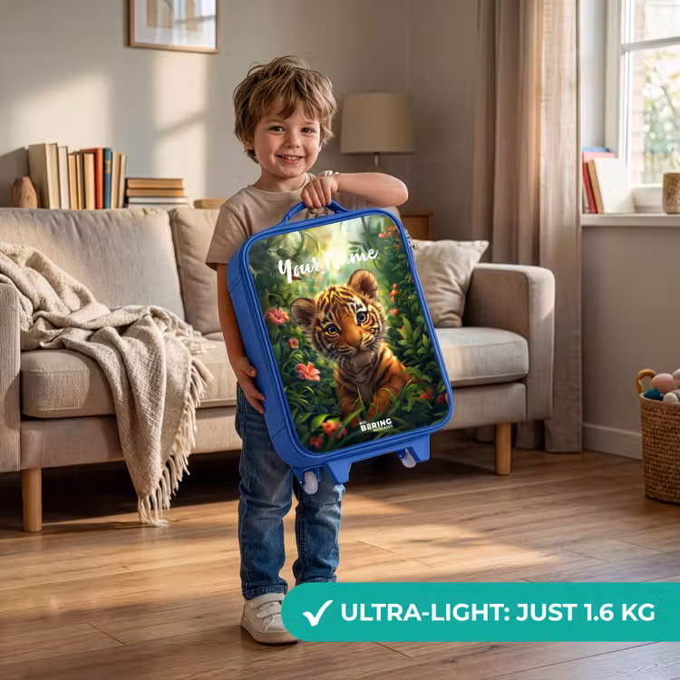 Tommy tijger Kinderkoffer - Blauw klein -sfeer2_EN