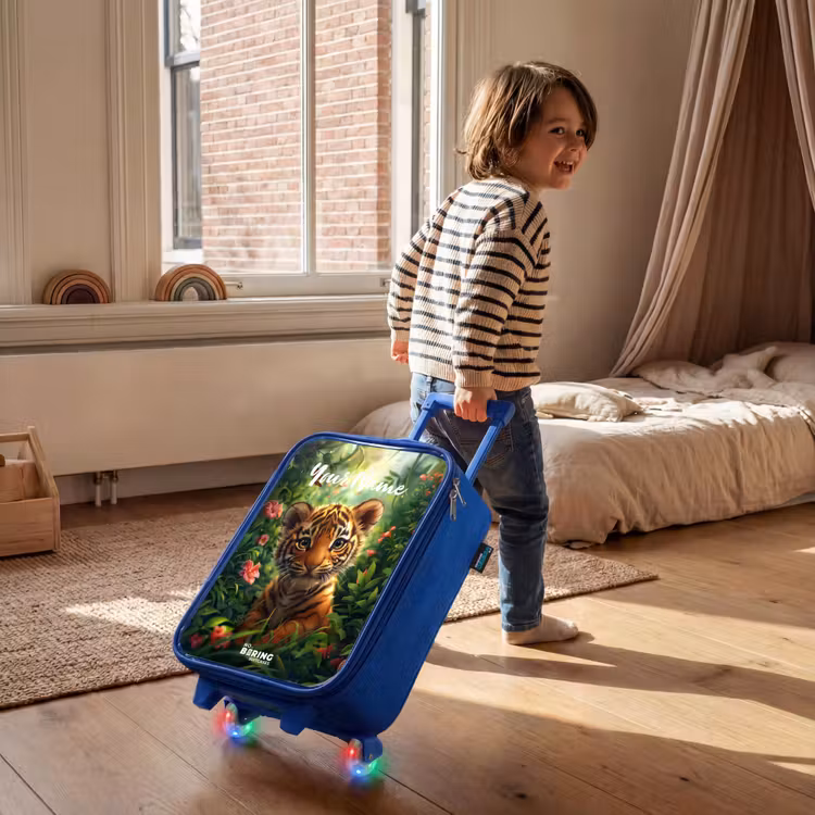 Tommy tijger Kinderkoffer - Blauw klein -sfeer1