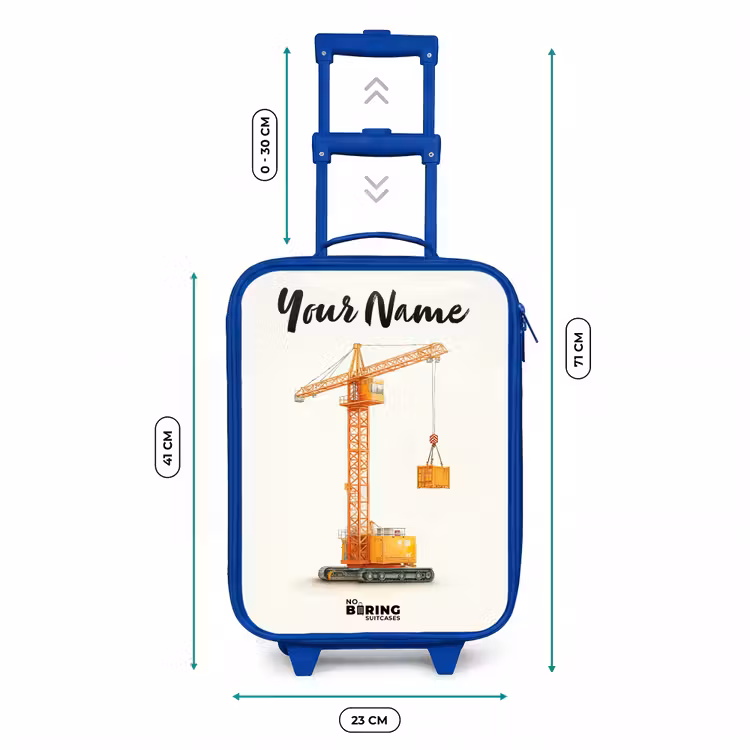 Torenkraan - Getekend - Oranje Kinderkoffer - Blauw klein -productfoto_formaten