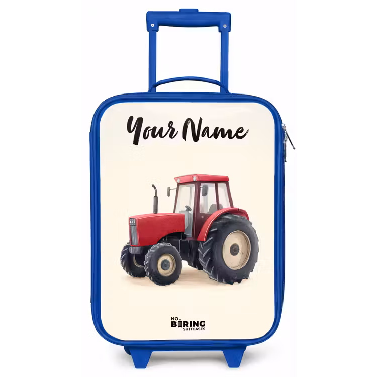 Tractor - Getekend - Rood Kinderkoffer - Blauw klein -zz3dotto