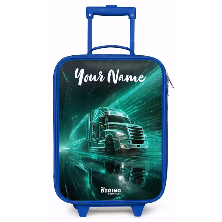 Vrachtwagen - Stad - Groen - Neon Kinderkoffer - Blauw klein -zz3dotto