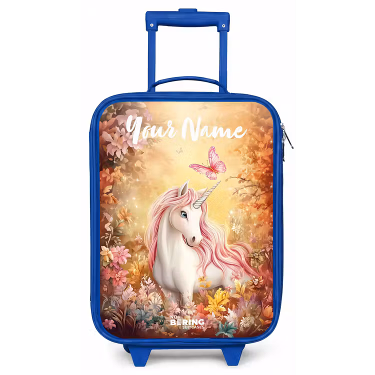 Eenhoorn - Vlinder - Roze - Manen Kinderkoffer - Blauw klein -zz3dotto