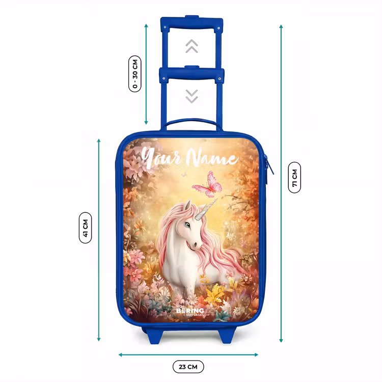 Eenhoorn - Vlinder - Roze - Manen Kinderkoffer - Blauw klein -productfoto_formaten
